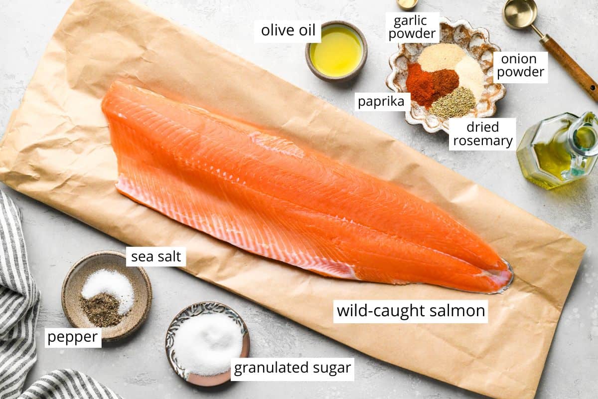 overhead photo of the ingredients in this Oven Baked Salmon recipe