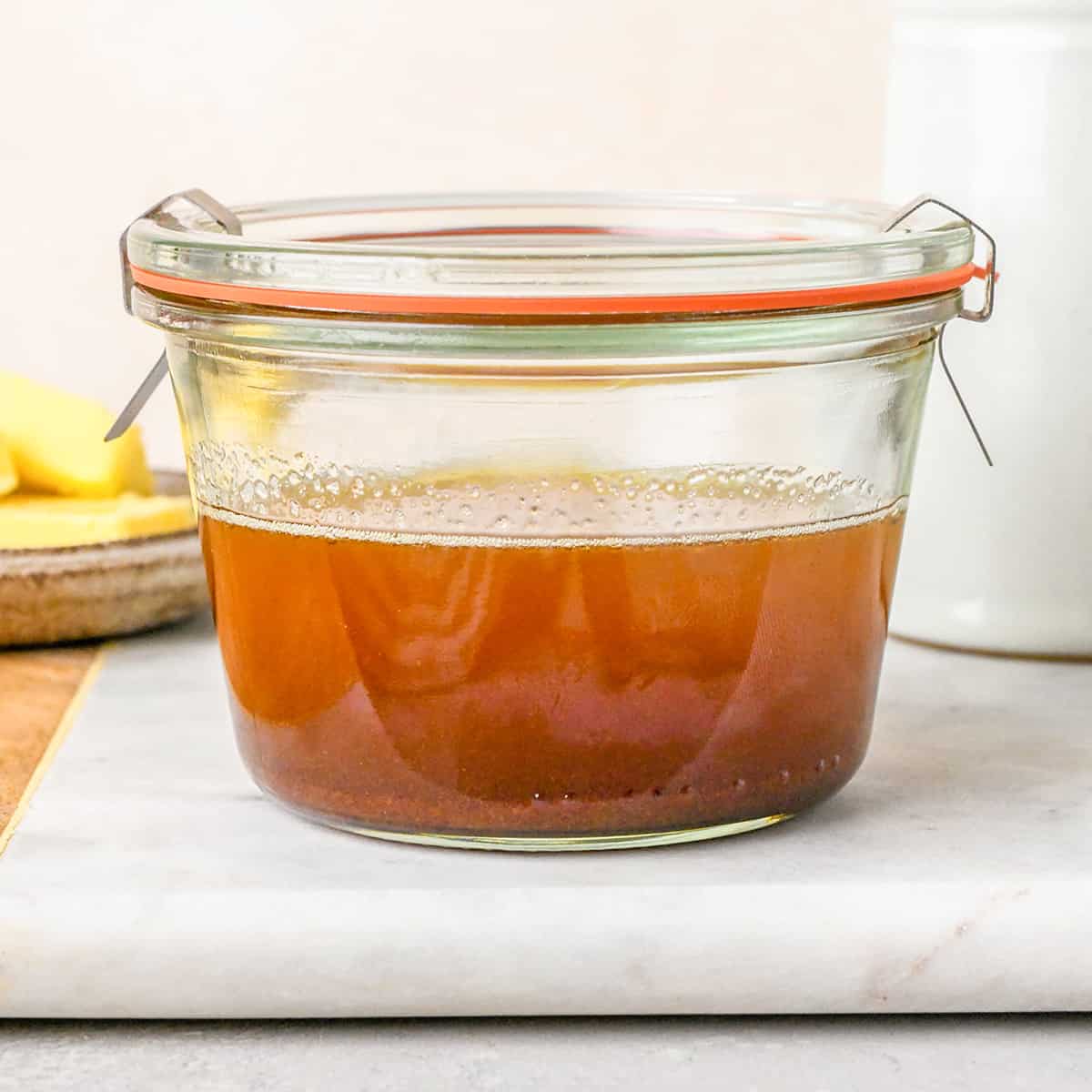 brown butter in a glass jar