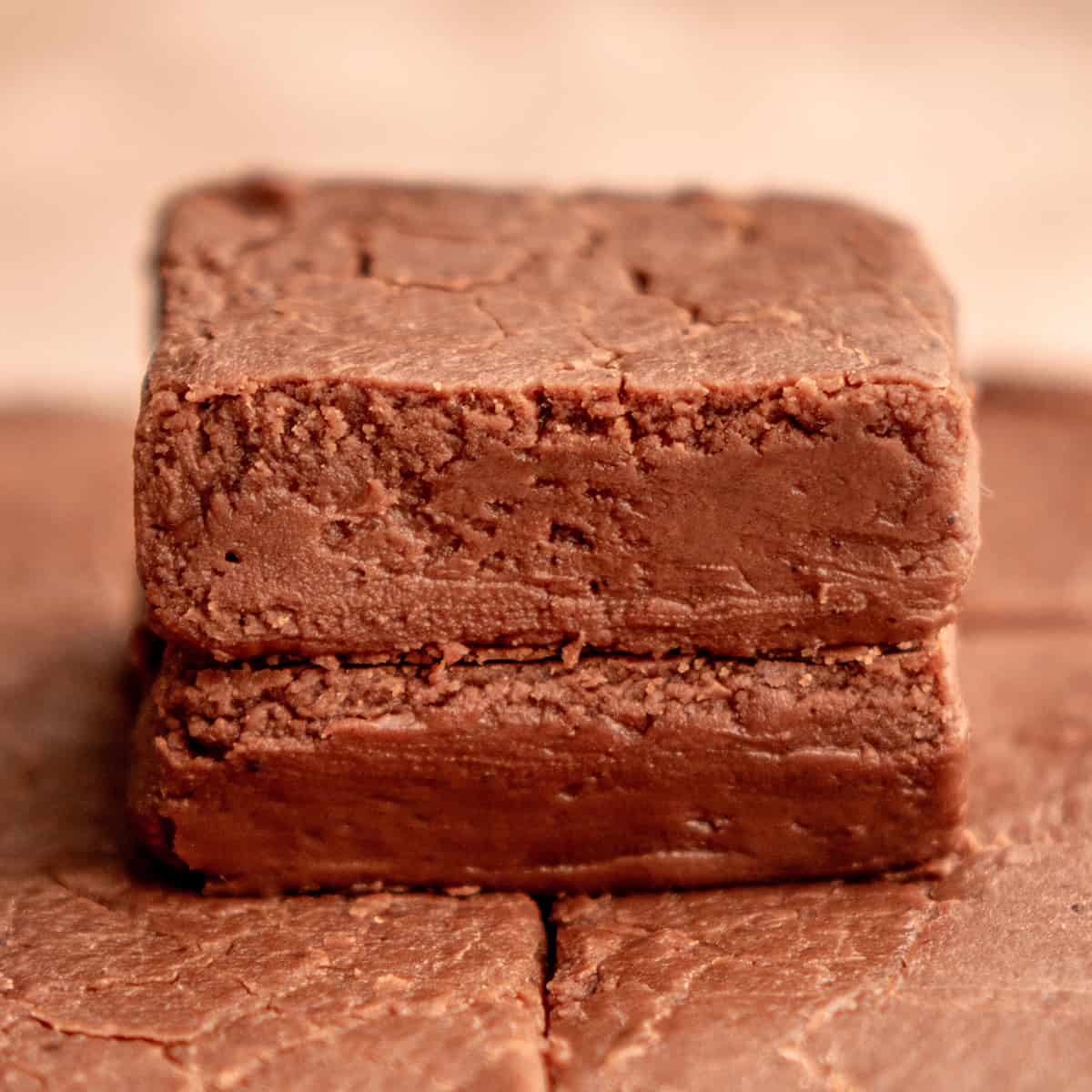 a stack of two pieces of chocolate fudge