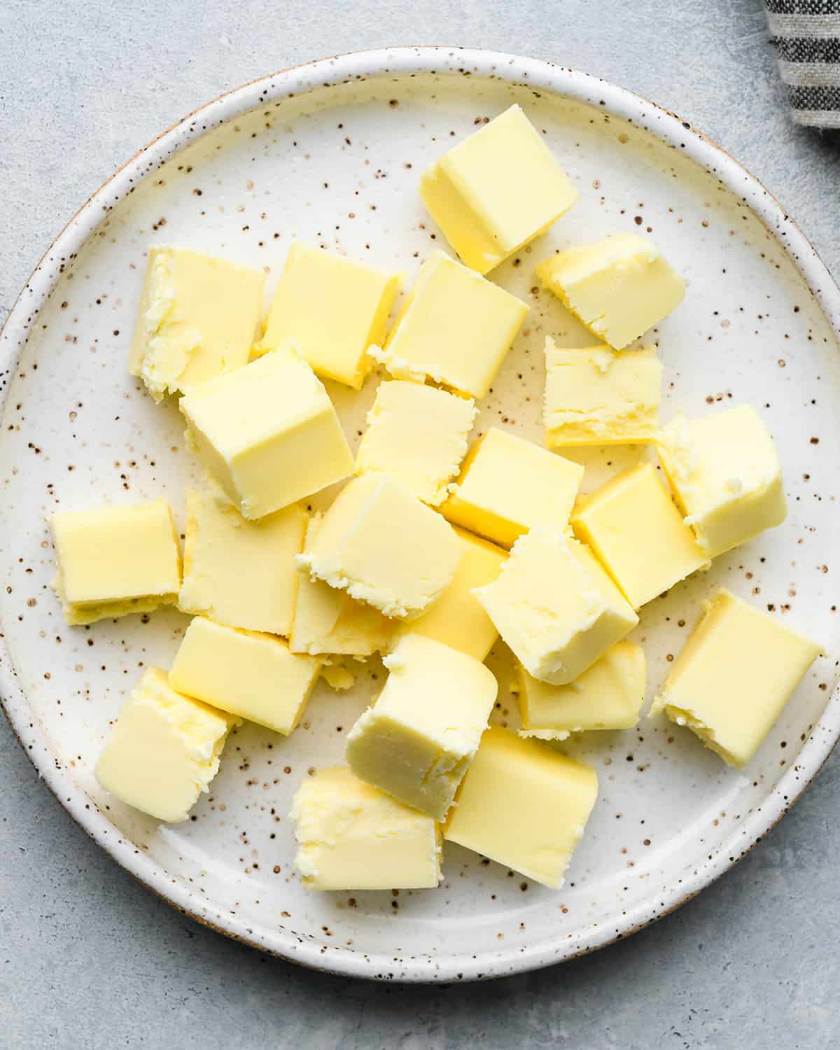 cubed butter on a plate