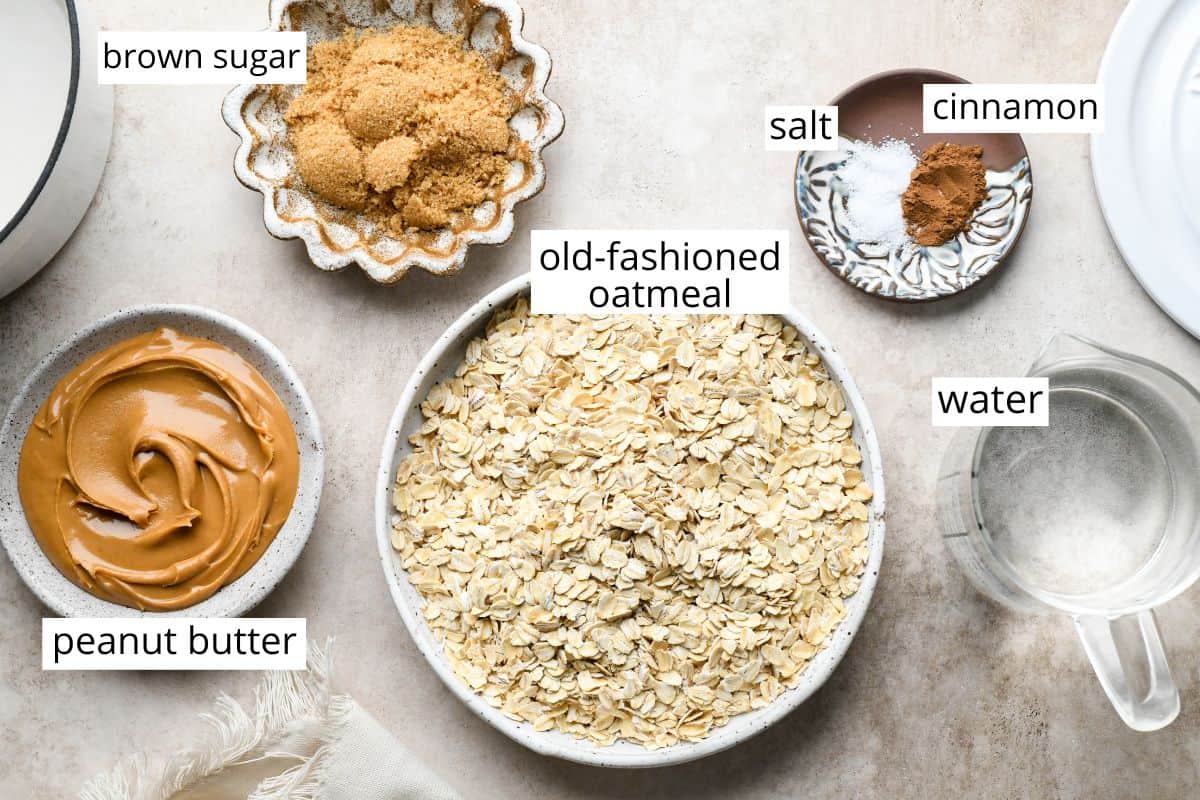 ingredients in this Peanut Butter Oatmeal recipe