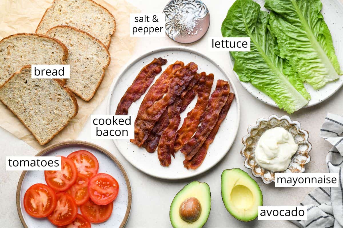 labeled ingredients in this BLT Sandwich recipe