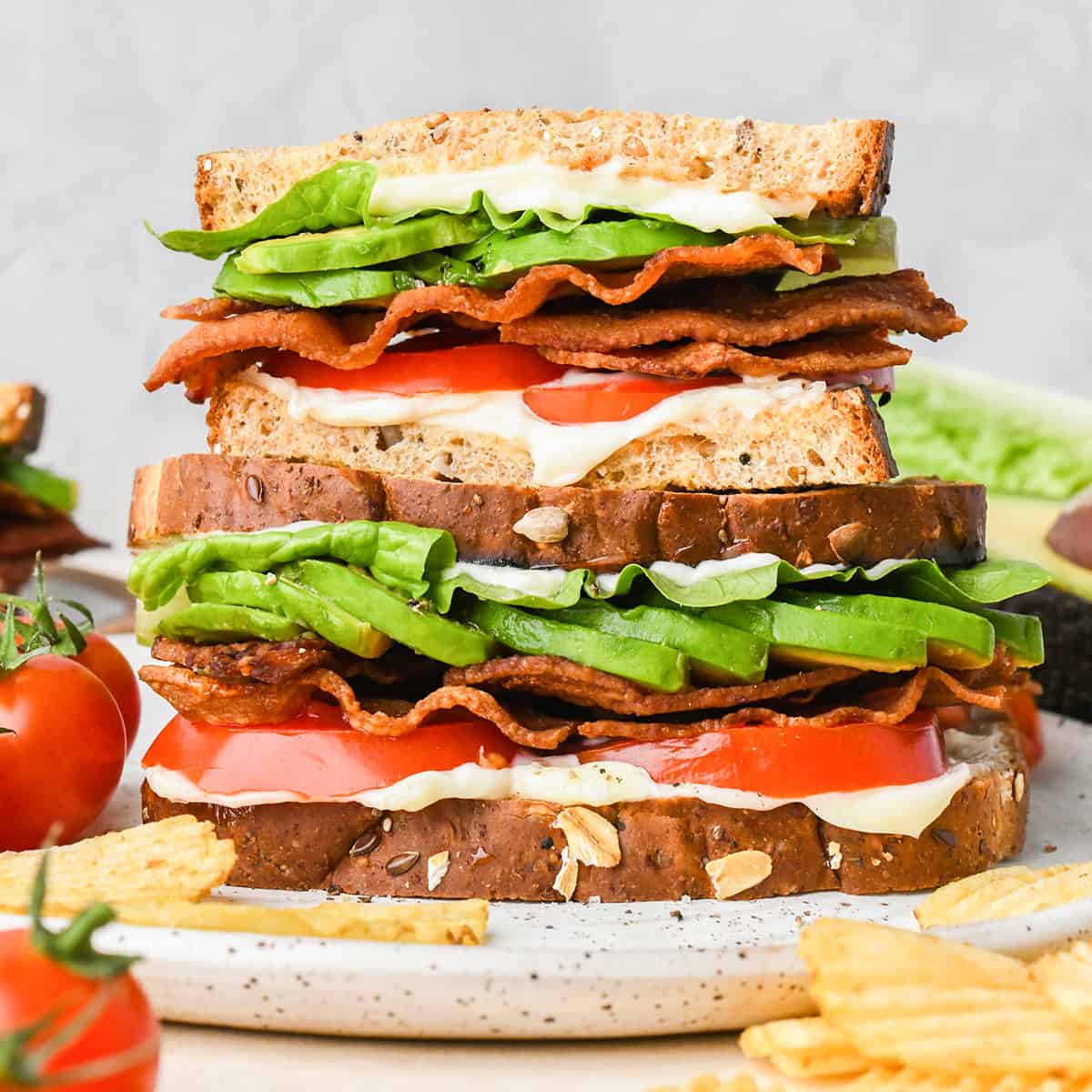 a stack of 2 BLT Sandwiches
