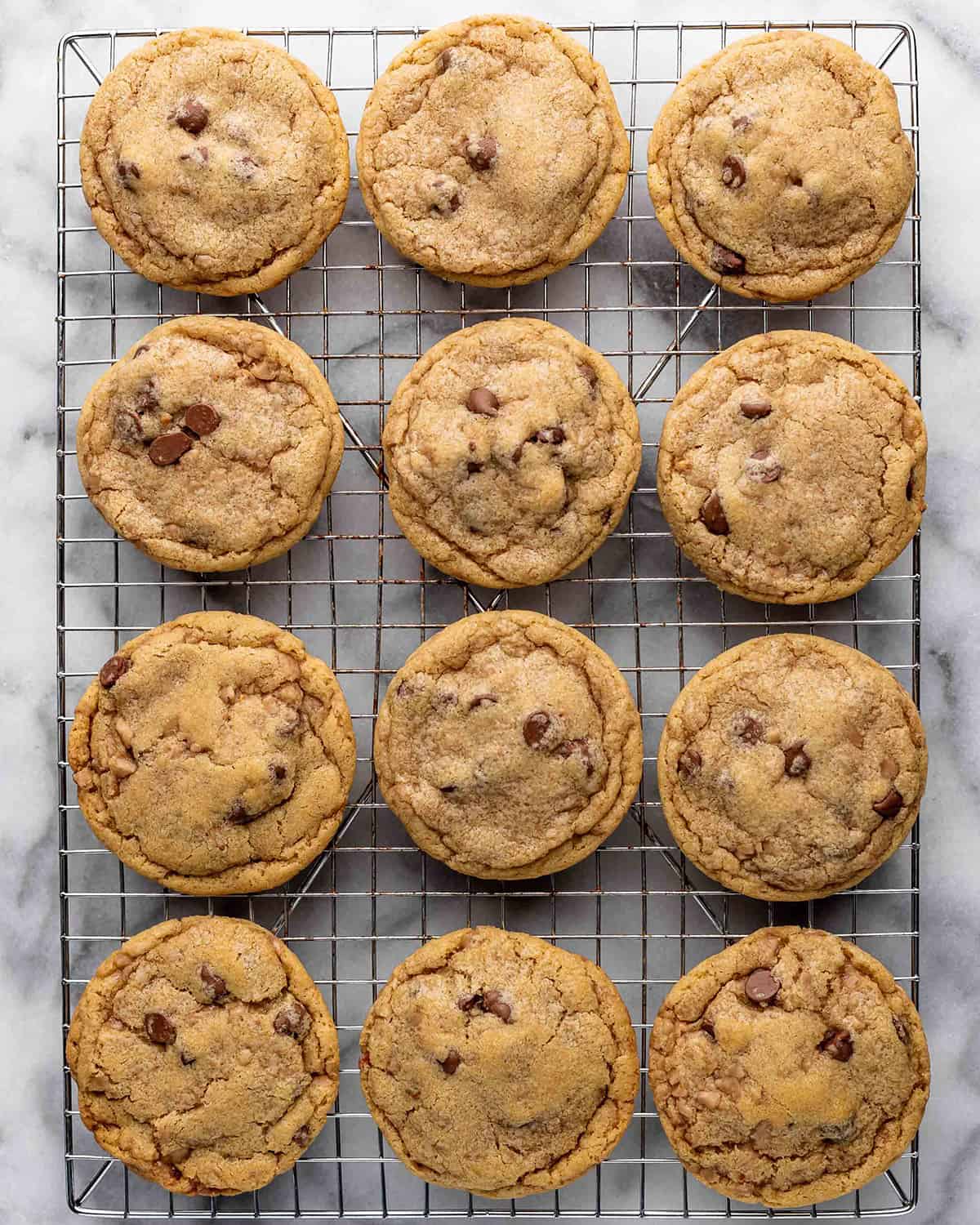 12 Toffee Cookies on a wire cooling rack