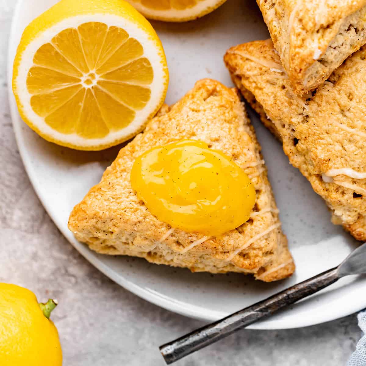Lemon Curd spread onto a scone