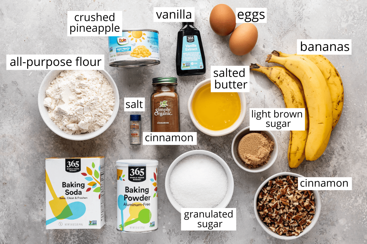 overhead photo of the ingredients in this Hummingbird Cake Recipe
