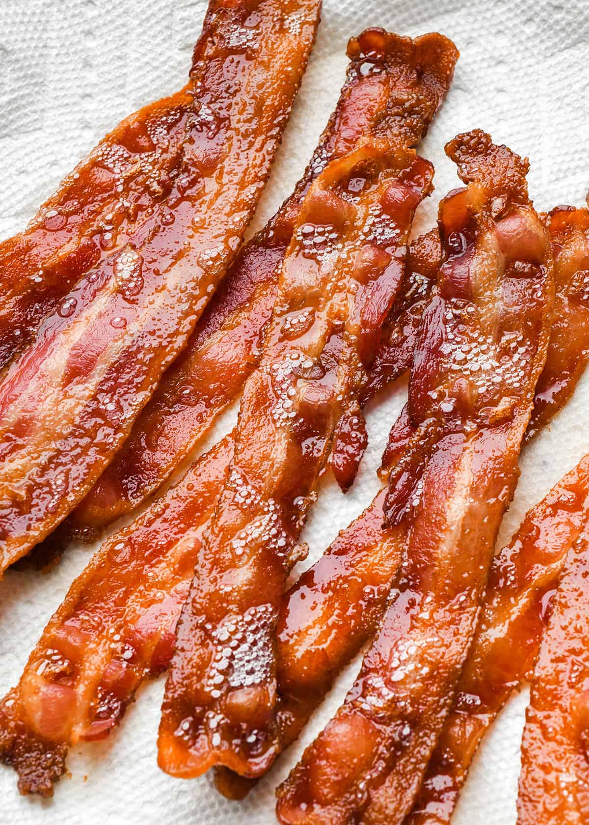 Oven Baked Bacon on a paper towel