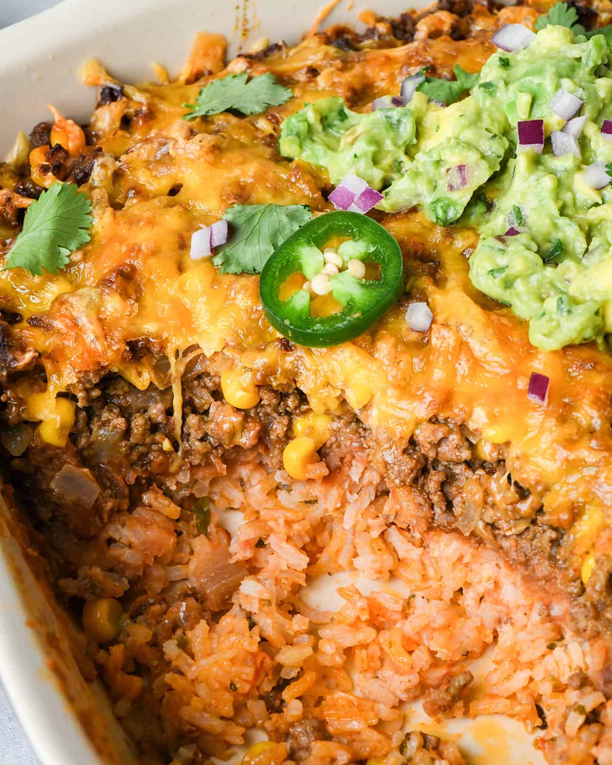 Mexican Casserole in a baking dish