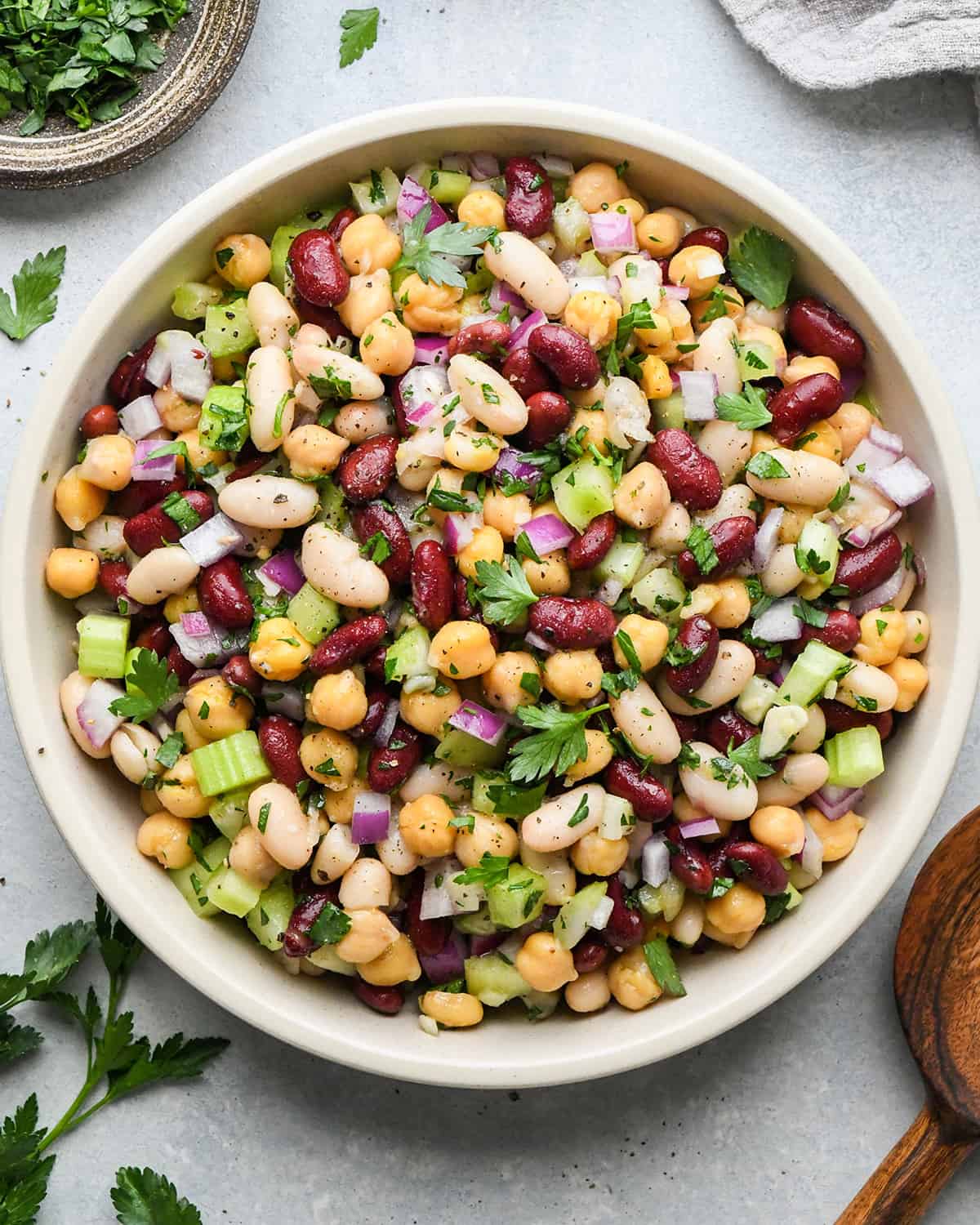 3 Bean Salad in a bowl 