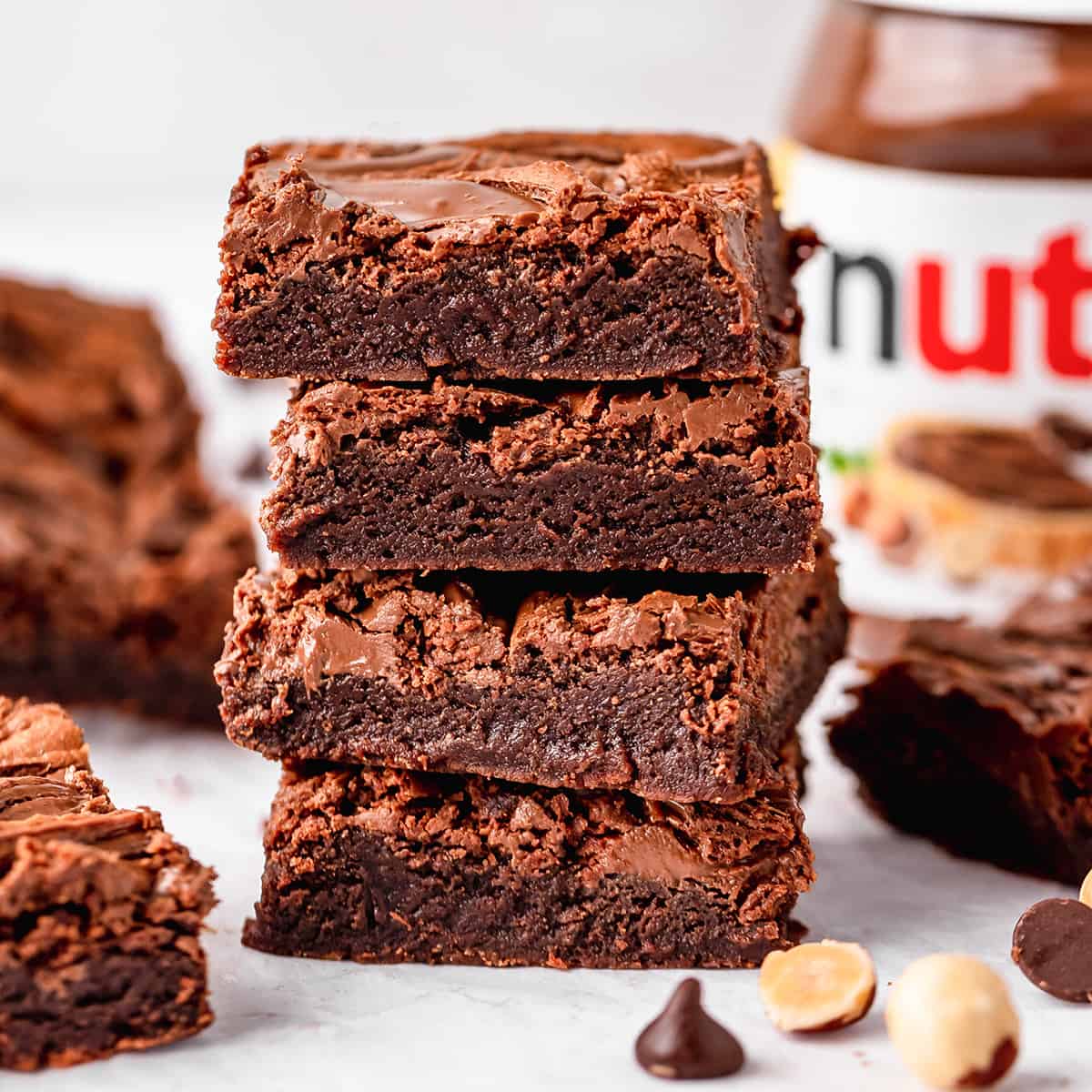 a stack of 4 Nutella Brownies