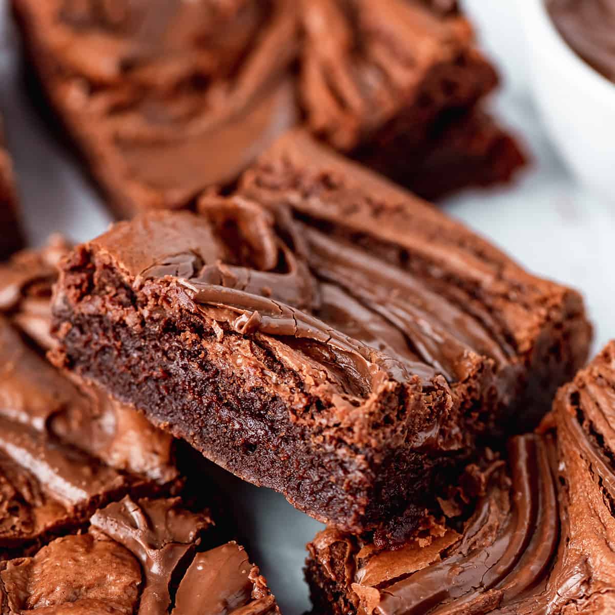 a Nutella Brownie on top of other brownies