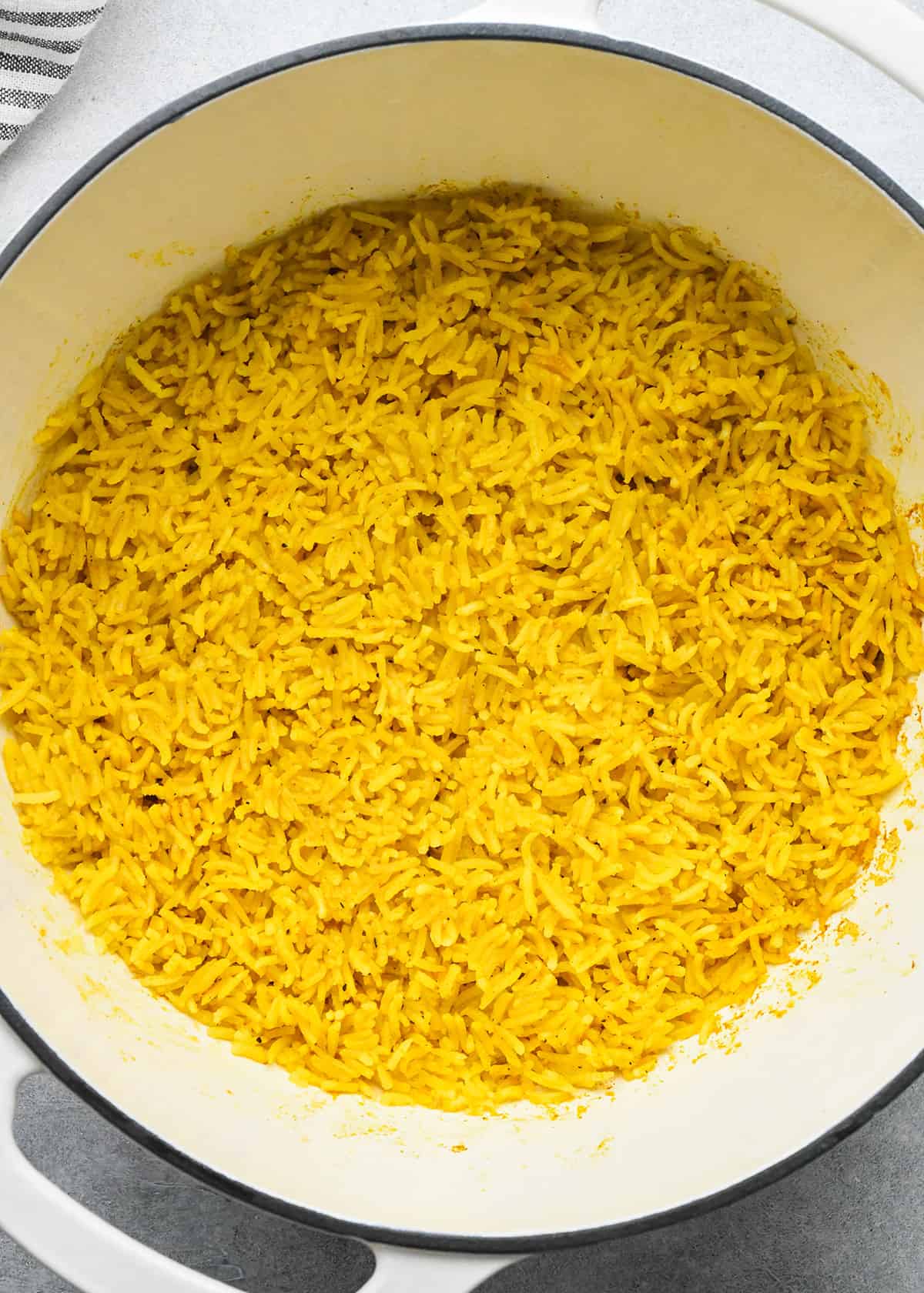 Turmeric Rice Recipe in a pot after cooking