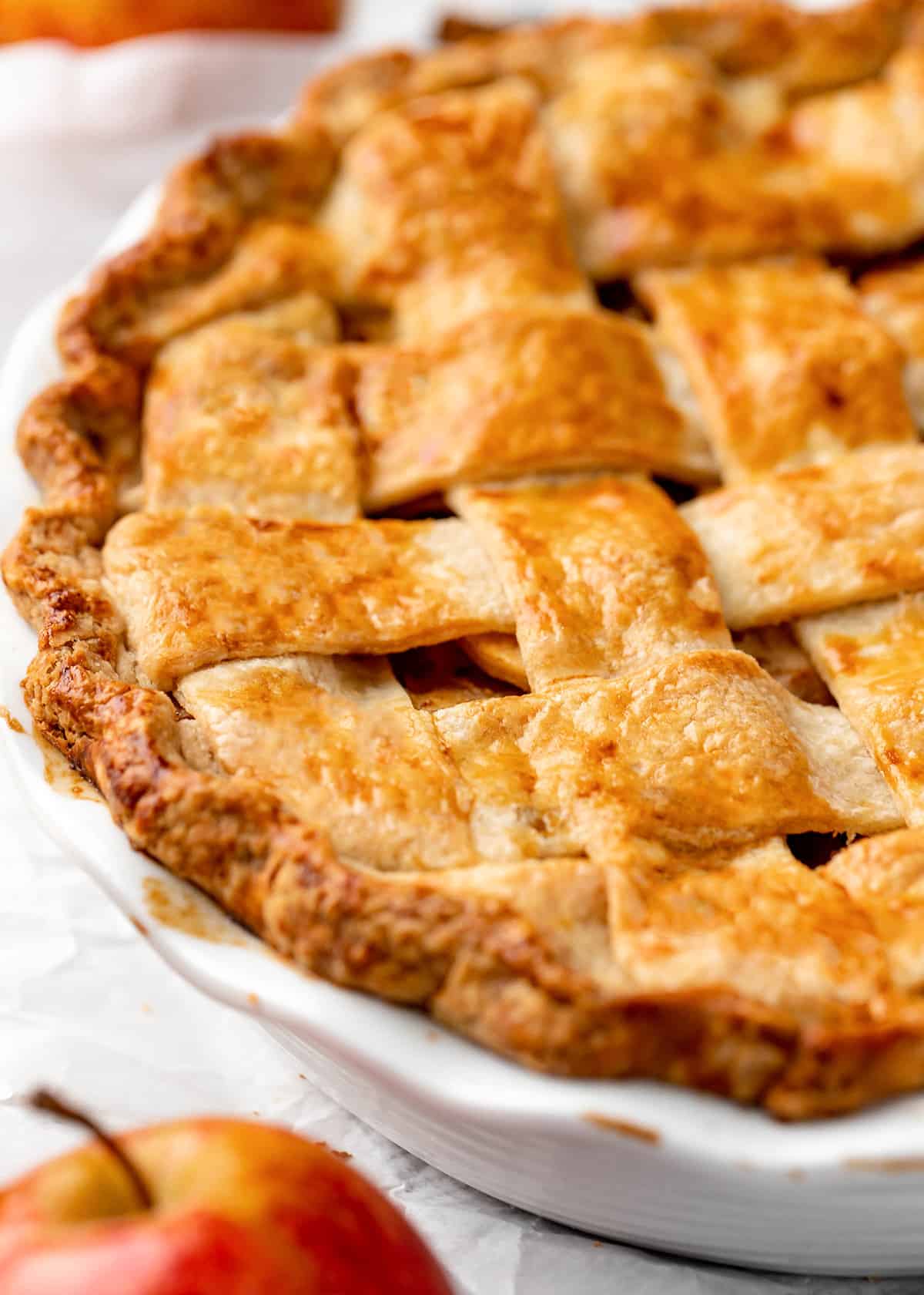 baked Apple Pie in a pie dish