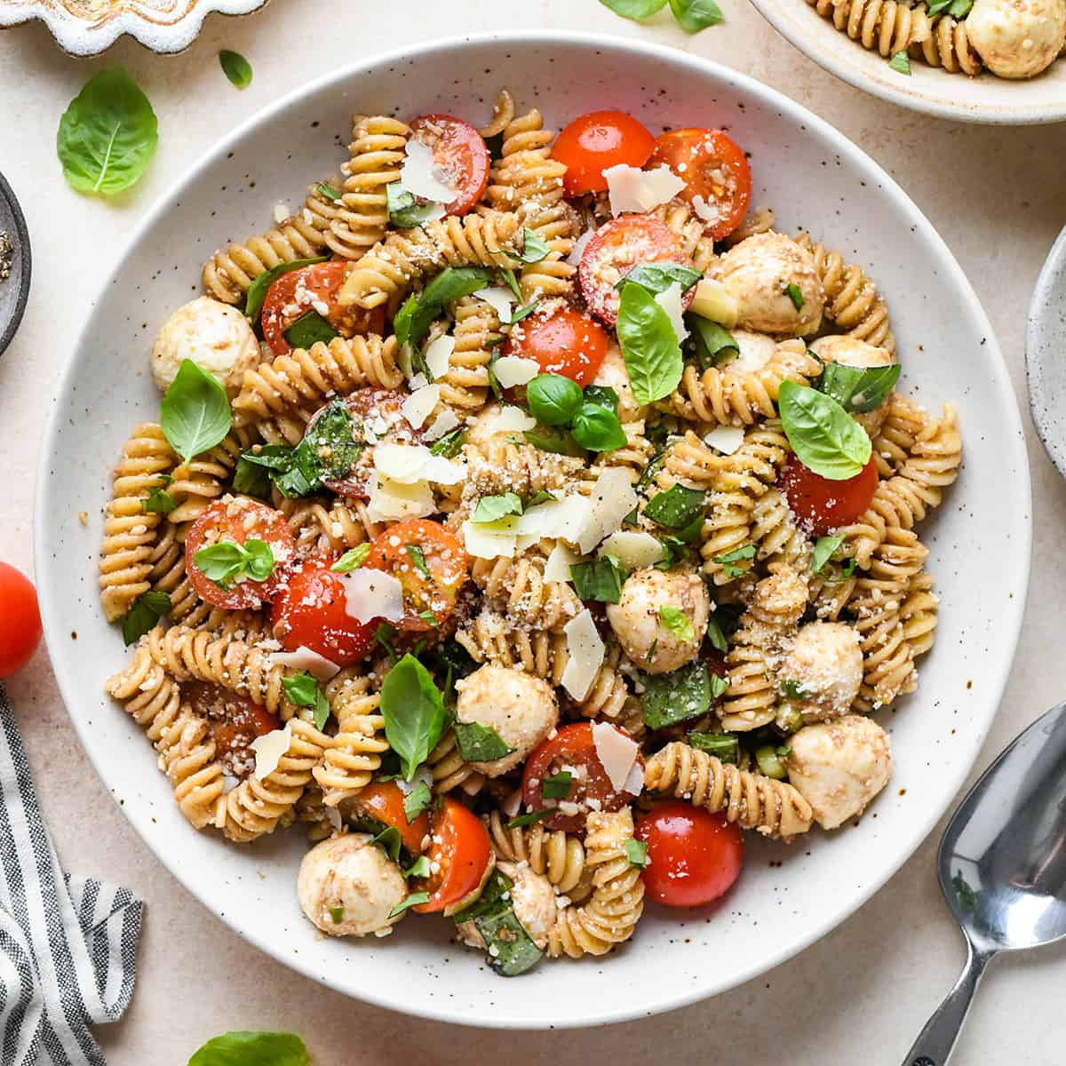 Caprese Pasta Salad in a bowl