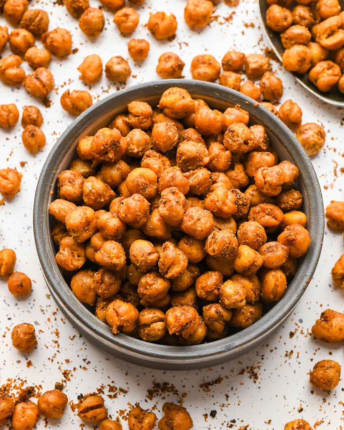 Crispy Roasted Chickpeas in a black bowl