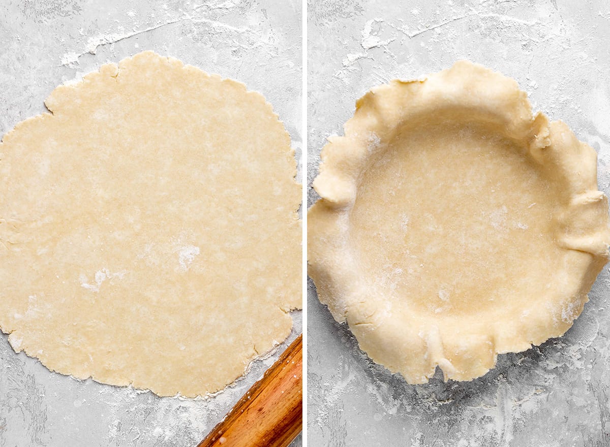 two photos showing How to Make Apple Pie crust