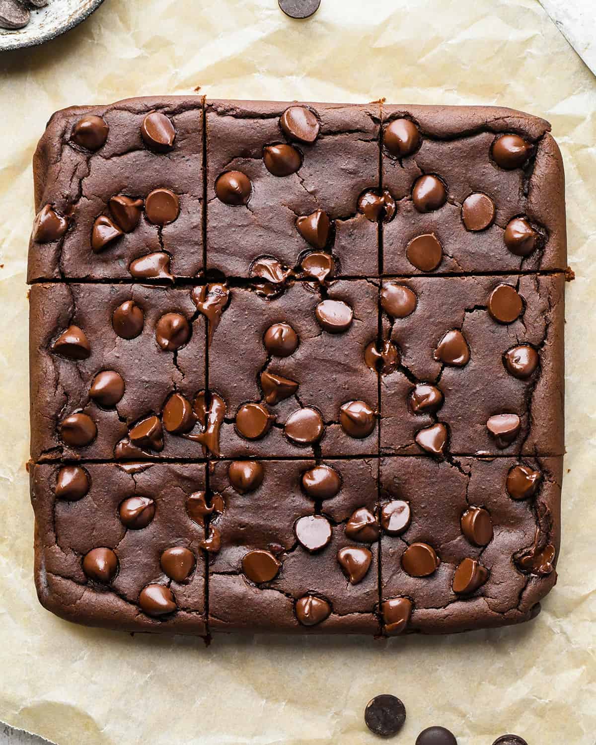 Black Bean Brownies cut into 9 squares
