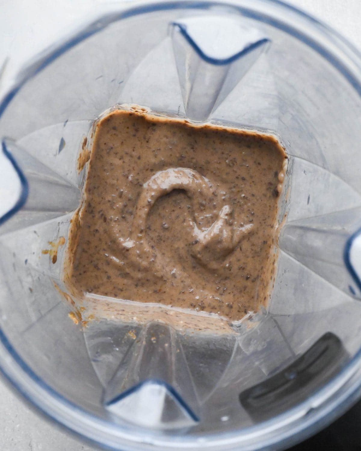 making black bean brownies - beans, coconut oil and coconut sugar in a blending container after blending