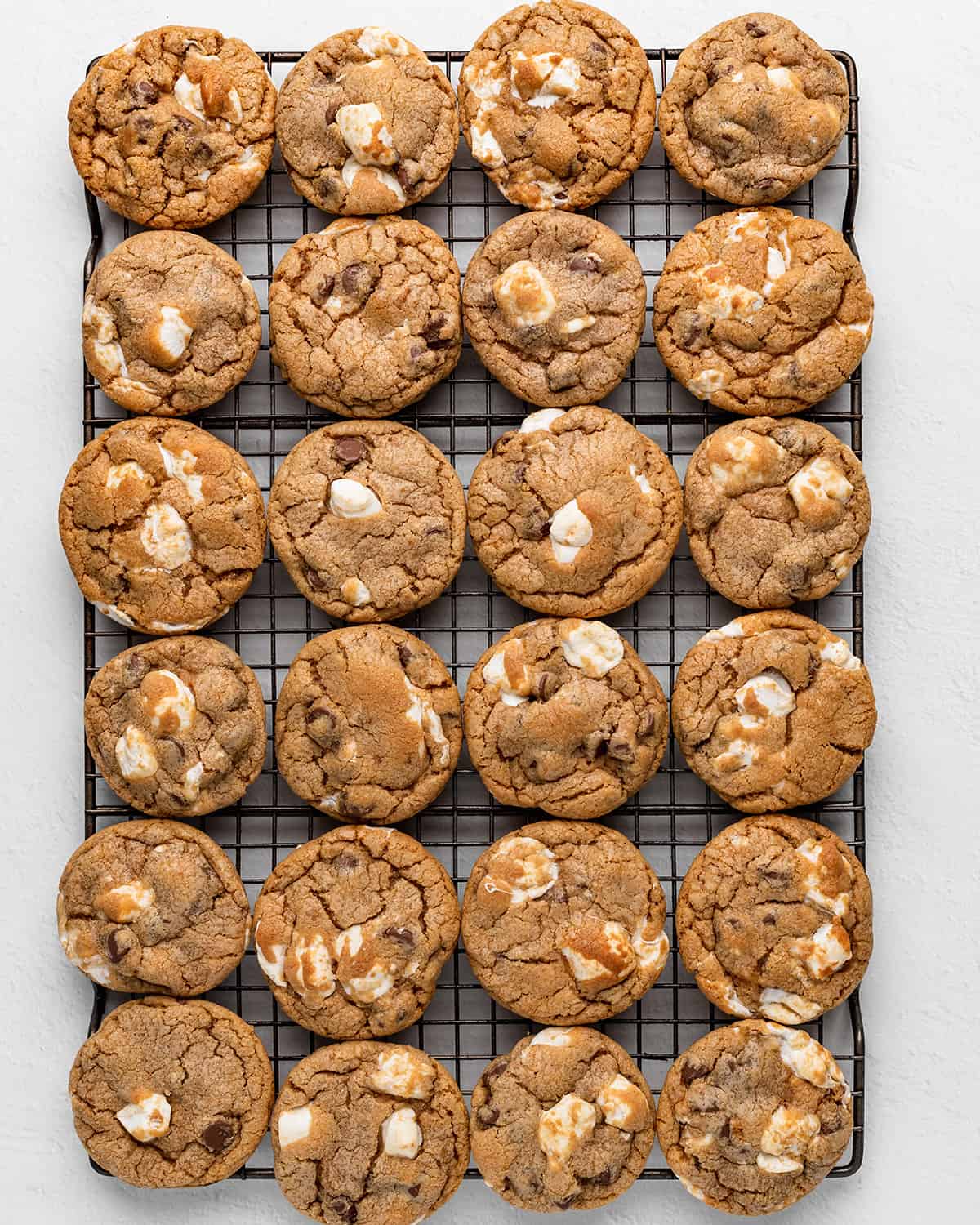 24 S'mores Cookies on a wire cooling rack 