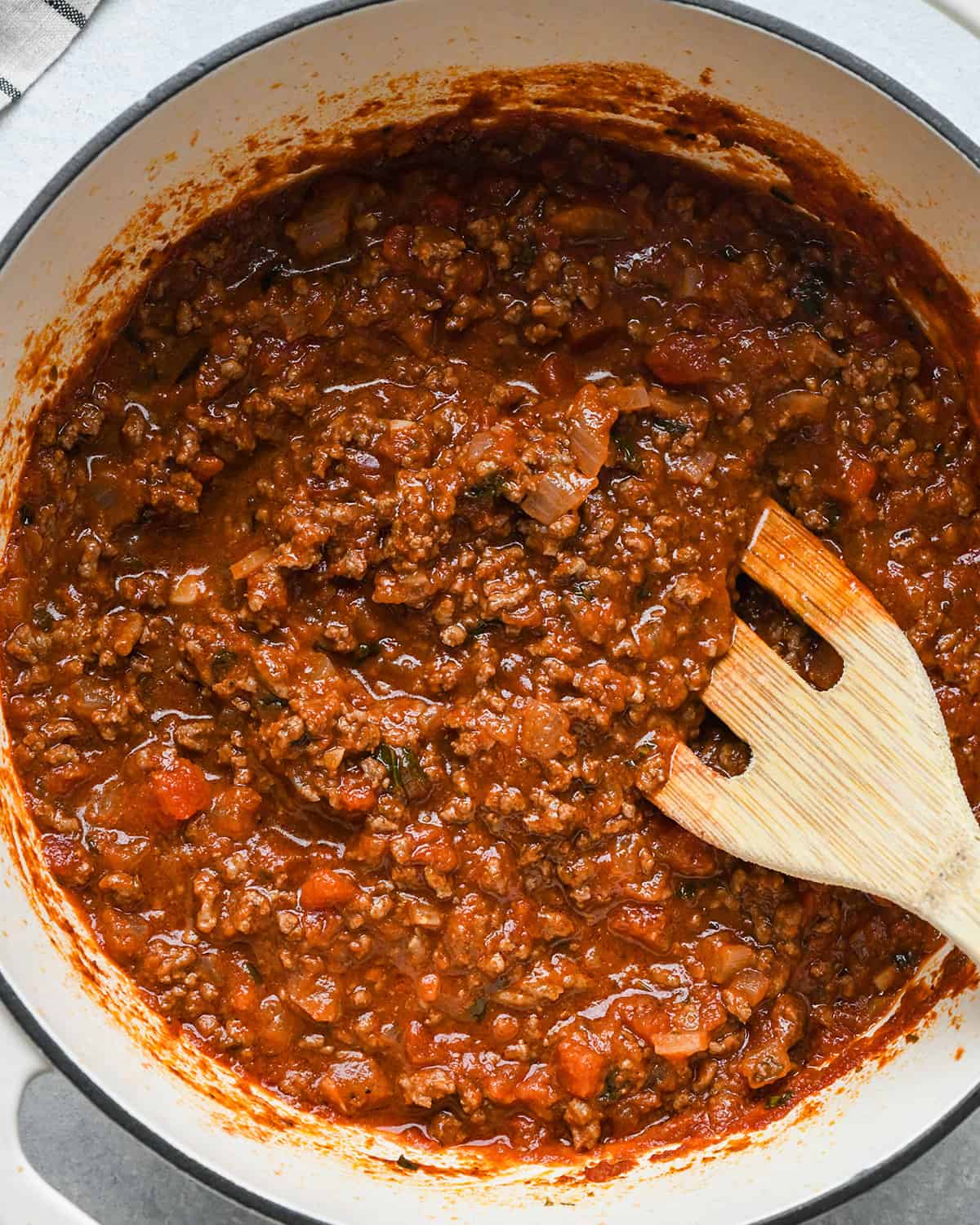 Spaghetti Meat Sauce Recipe in a pot after cooking