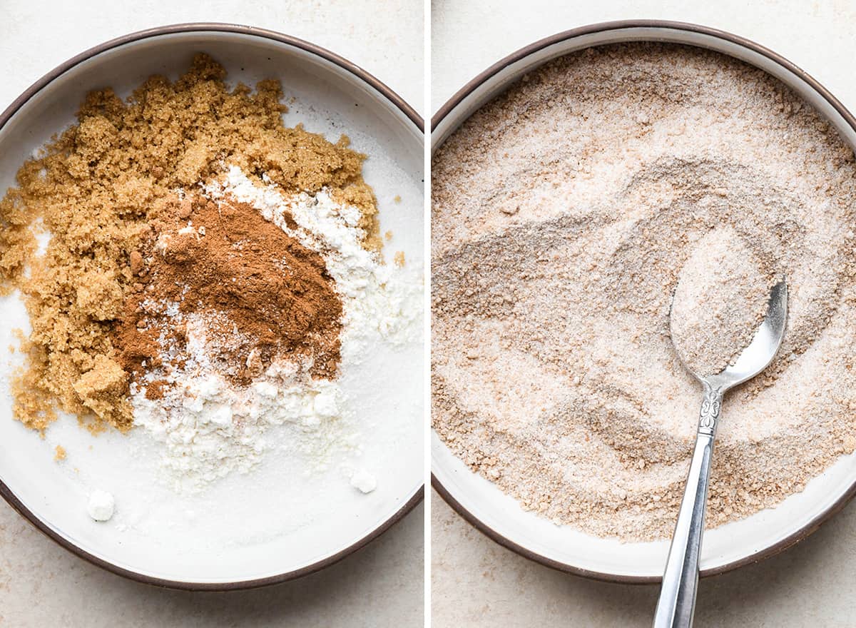 two photos showing how to make Apple Cobbler filling