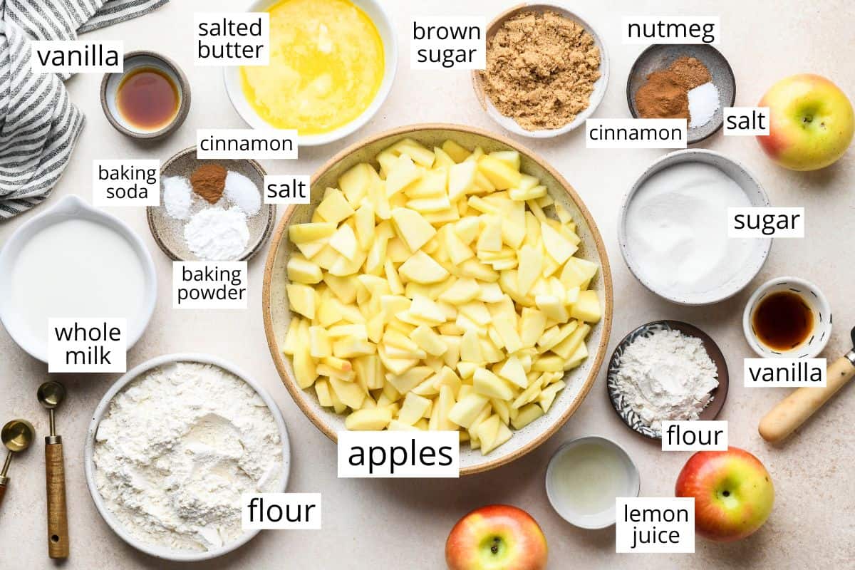 labeled ingredients in this Apple Cobbler Recipe