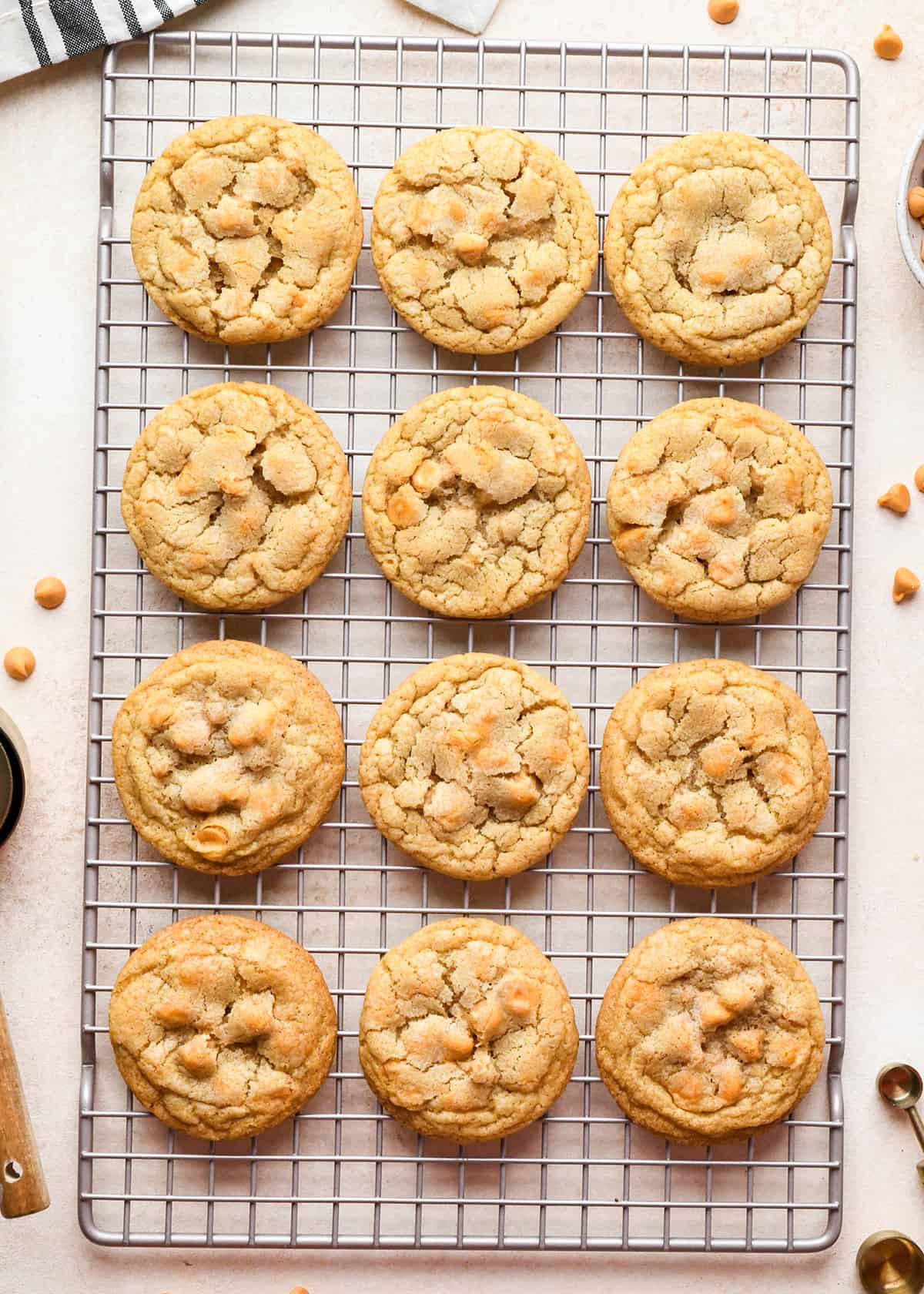 12 Butterscotch Cookies on a wire cooling rack