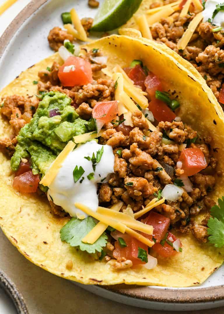 Spicy Taco Ground Chicken with Crunchy Tortillas