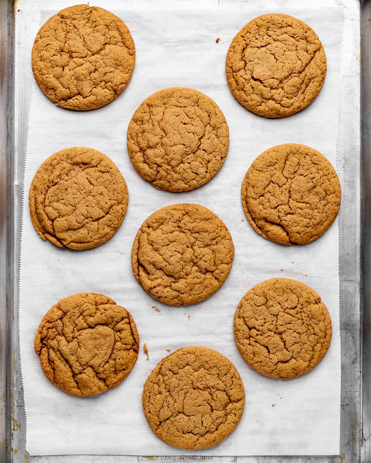 9 Maple Cookies on a baking sheet after baking