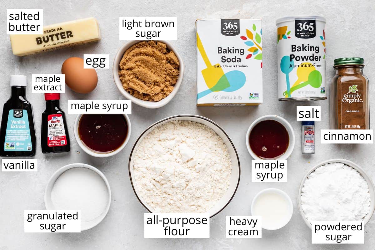 labeled ingredients in this Maple Cookies recipe