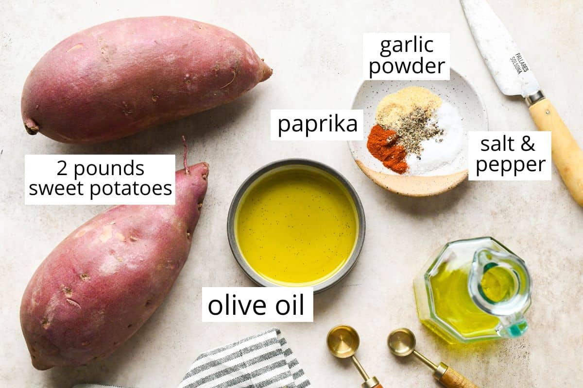 labeled ingredients in this  Oven Roasted Sweet Potatoes recipe