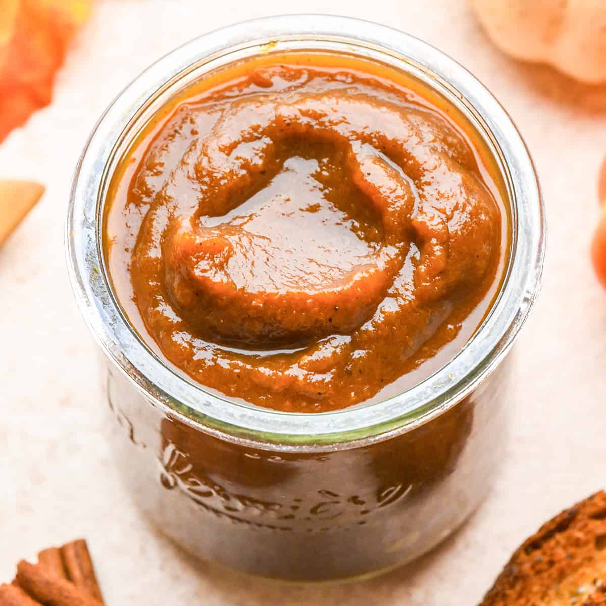 homemade Pumpkin Butter in a glass jar