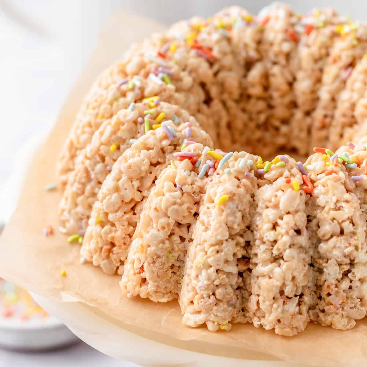 Rice Crispy Cake topped with sprinkles