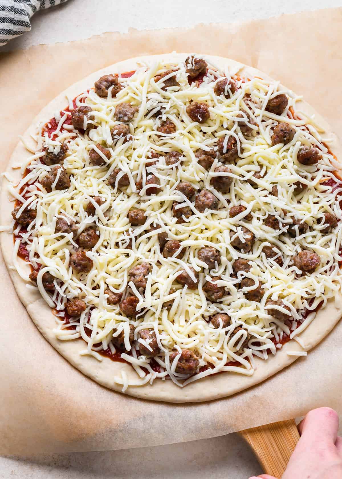 Sausage Pizza before baking