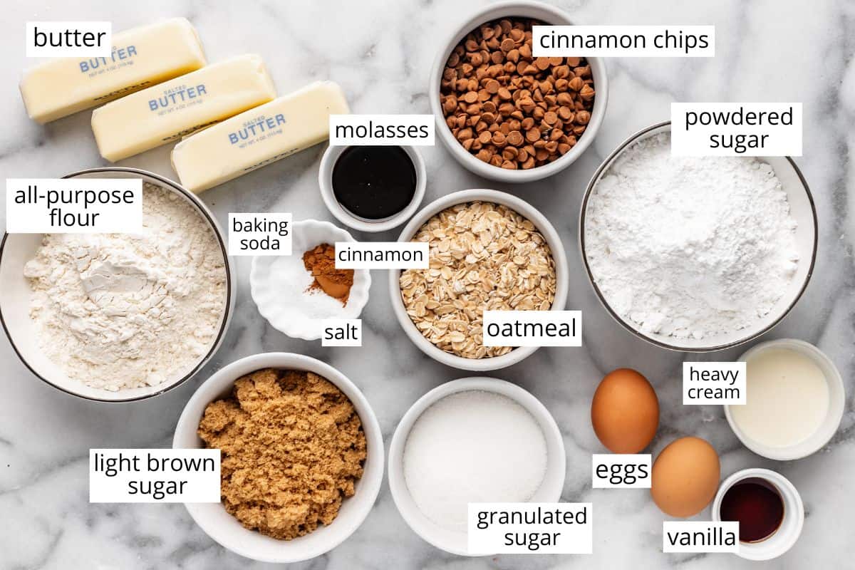 labeled ingredients in this Homemade Oatmeal Cream Pies recipe