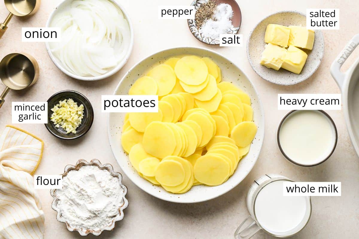 the labeled ingredients in this Scalloped Potatoes recipe