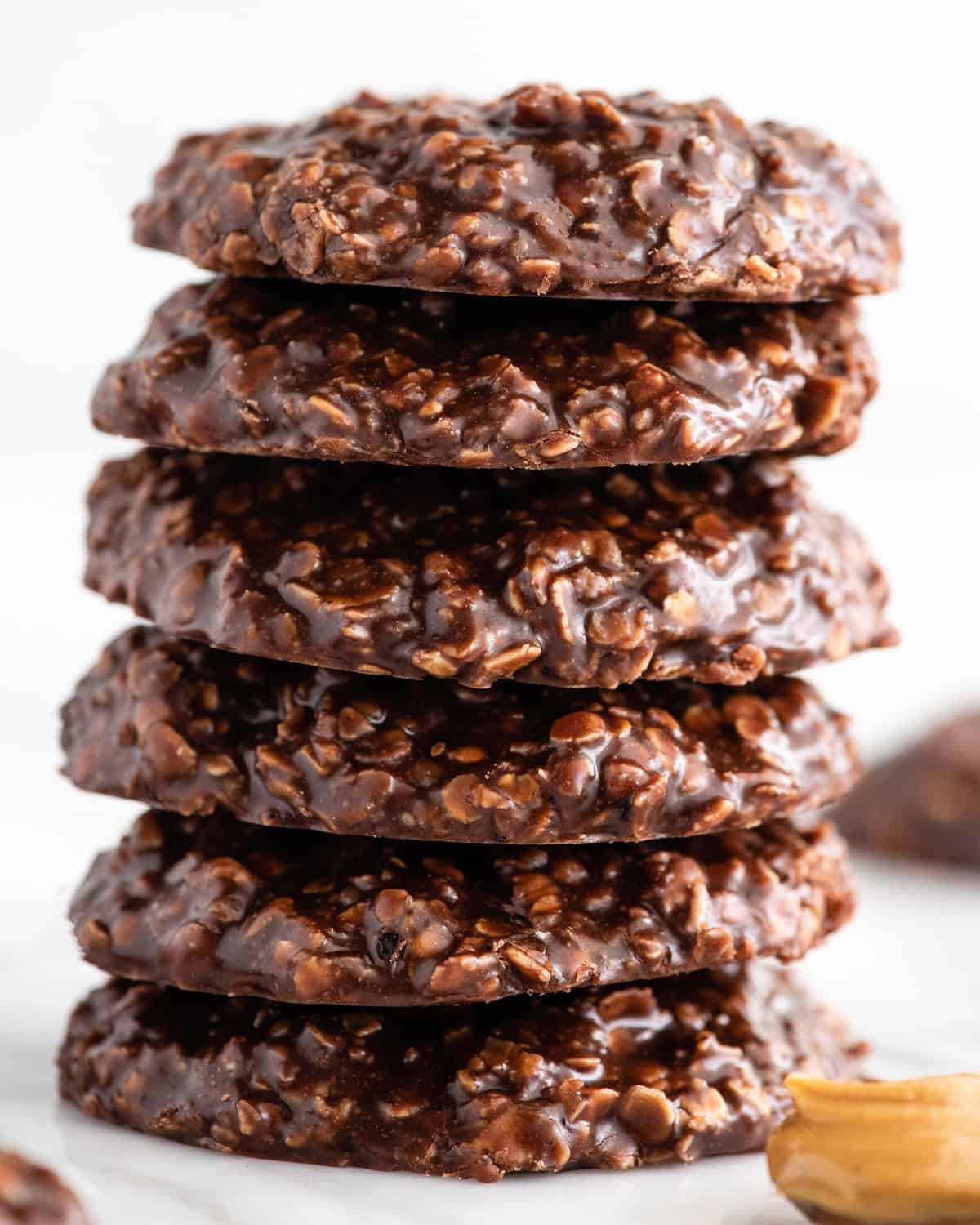 a stack of 6 no bake cookies