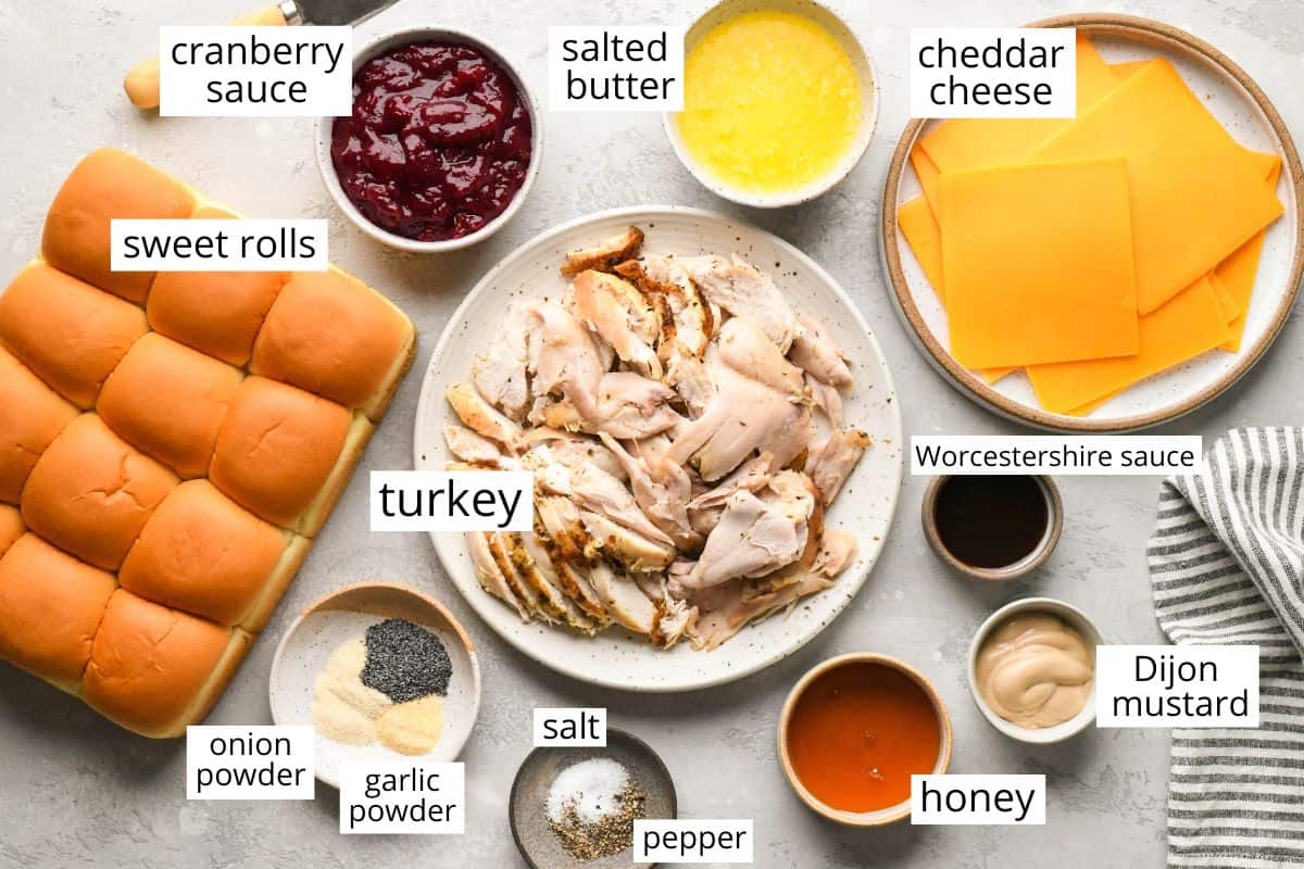 overhead photo of the ingredients in this Turkey Sliders recipe