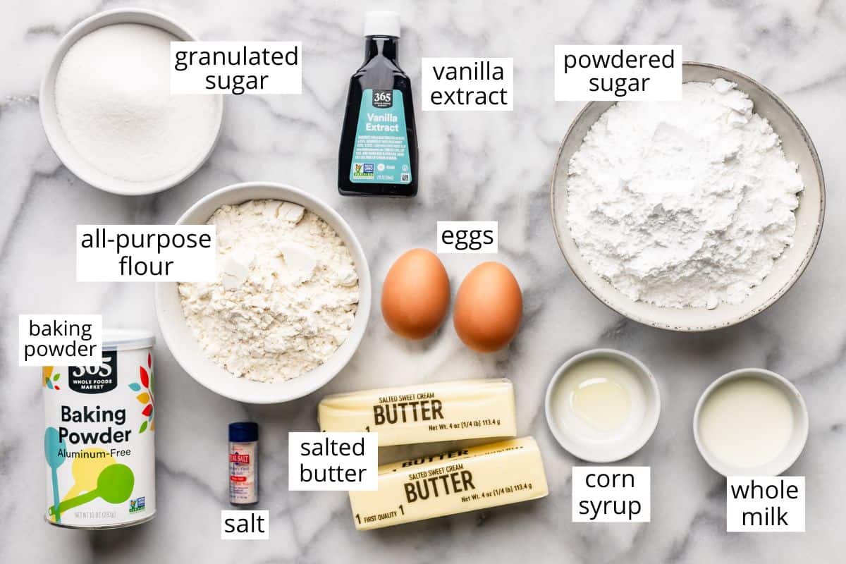 cut out Sugar Cookie Recipe ingredients labaled 