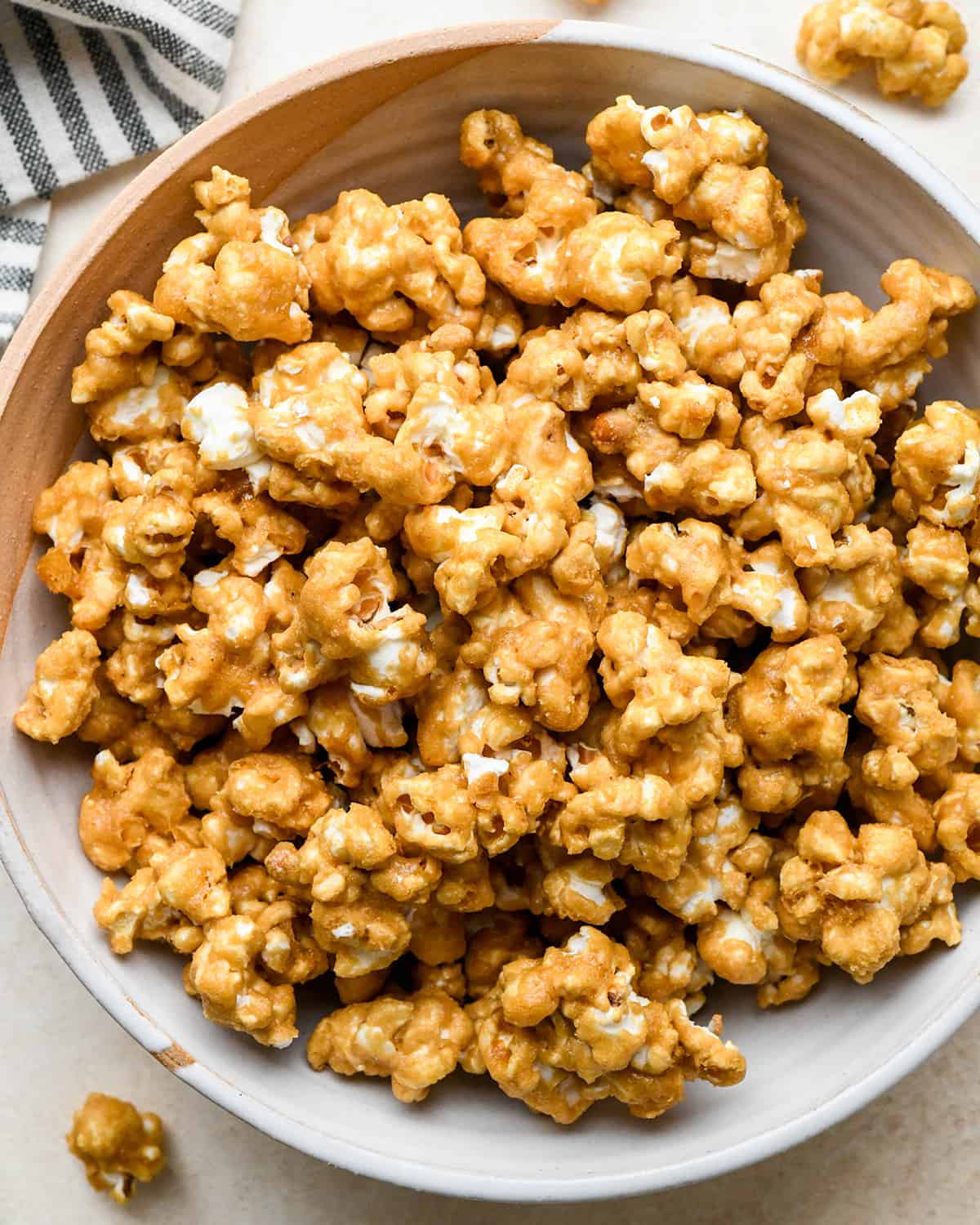 a bowl of homemade Caramel Popcorn