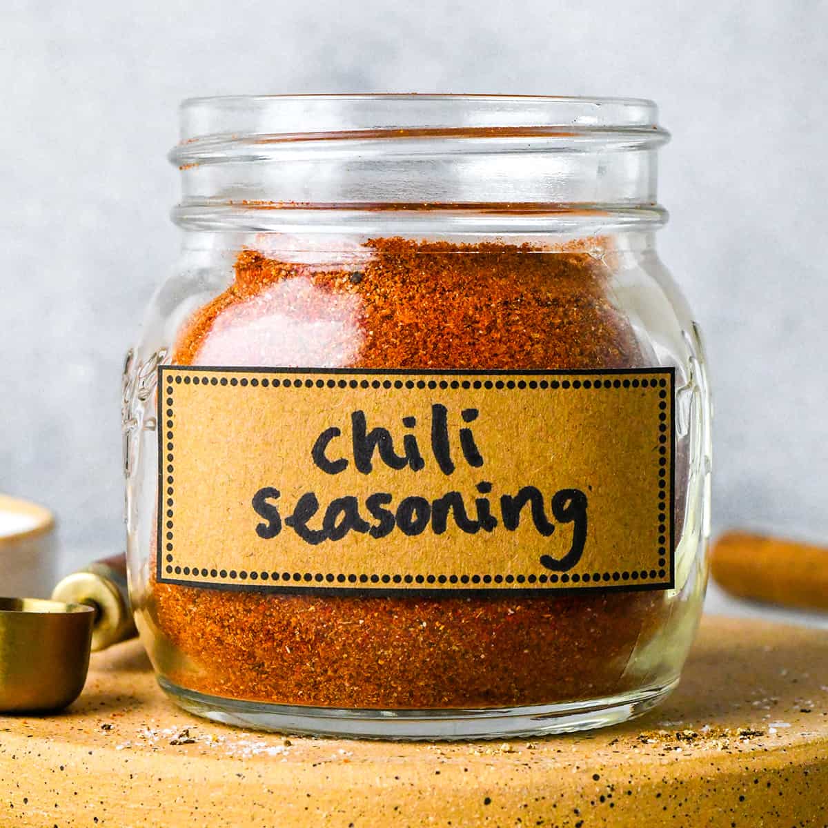 Homemade Chili Seasoning Recipe in a labeled glass jar