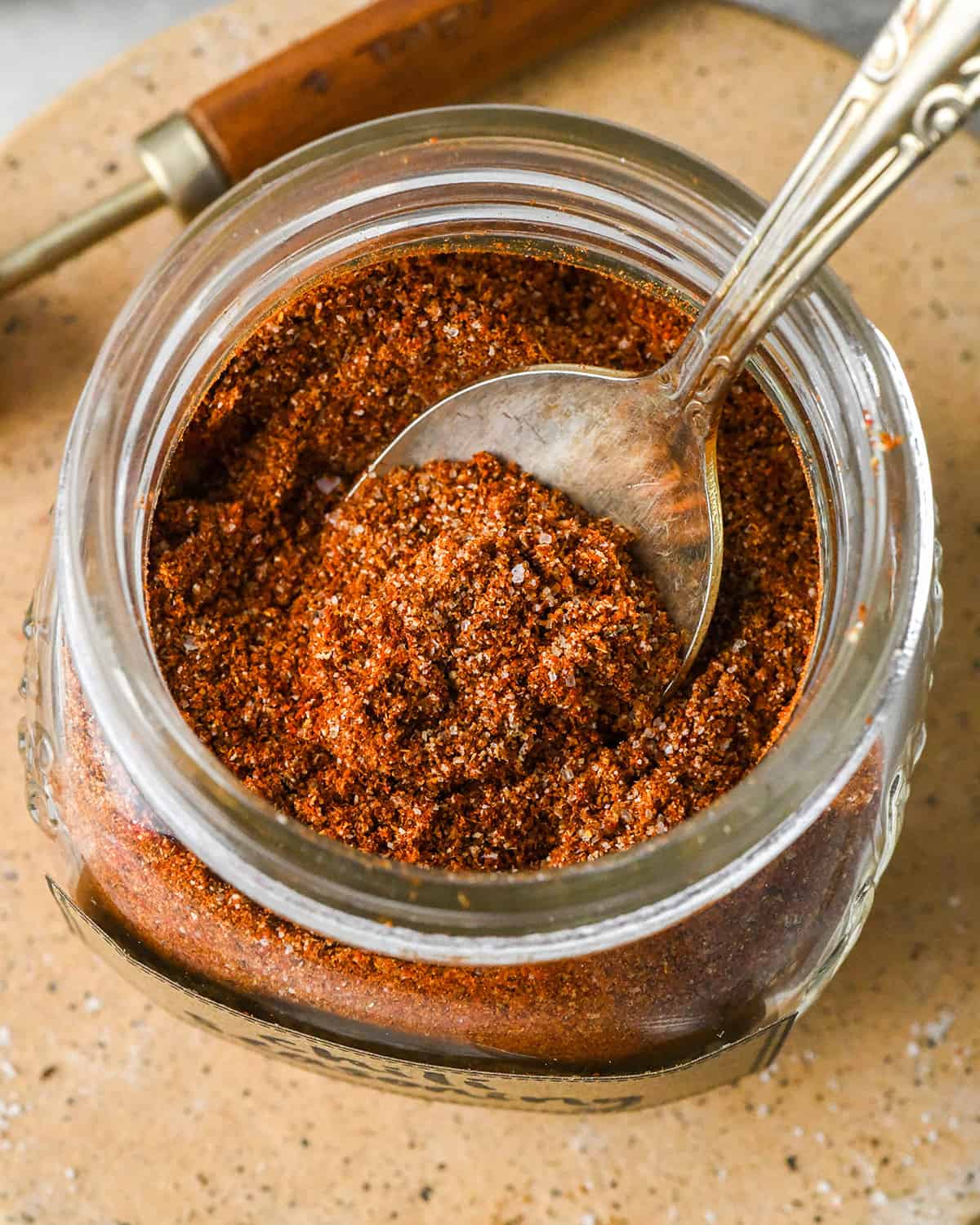 a spoon in a jar of Homemade Chili Seasoning Recipe