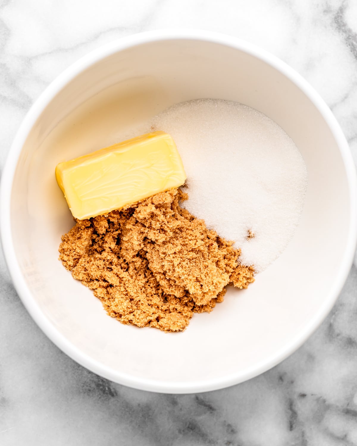 how to make Pistachio Cookies - butter, brown sugar & butter in a bowl before mixing