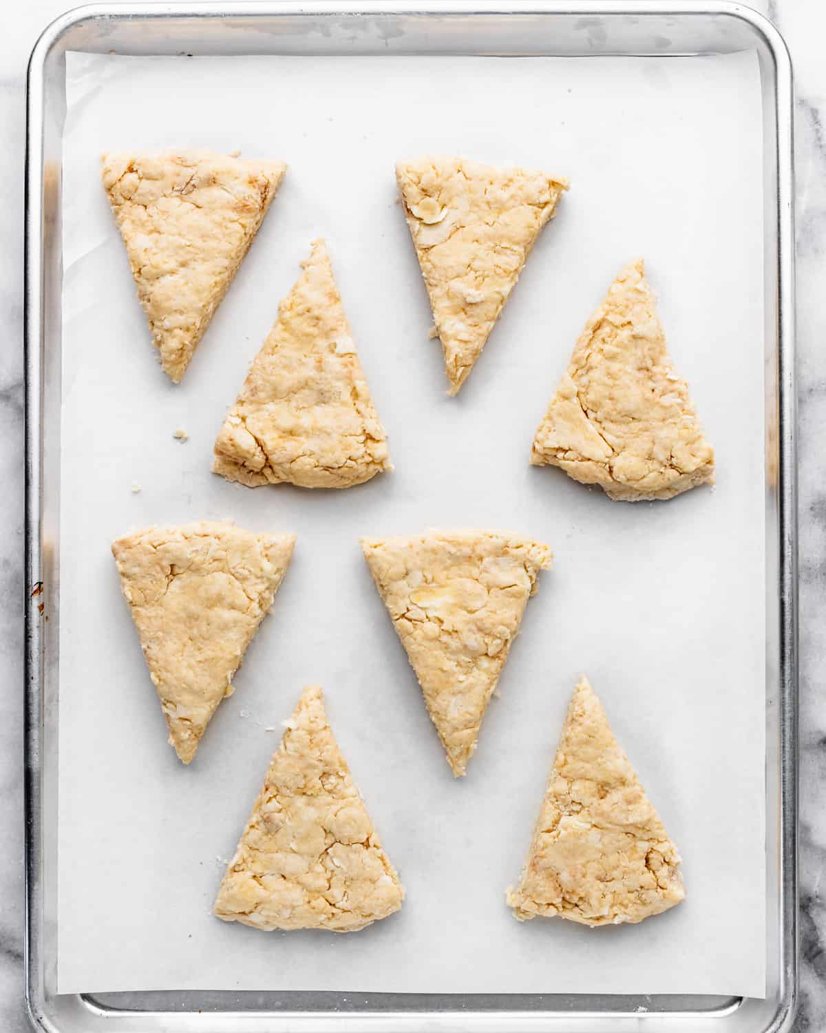 Buttermilk Scones on a baking sheet before baking