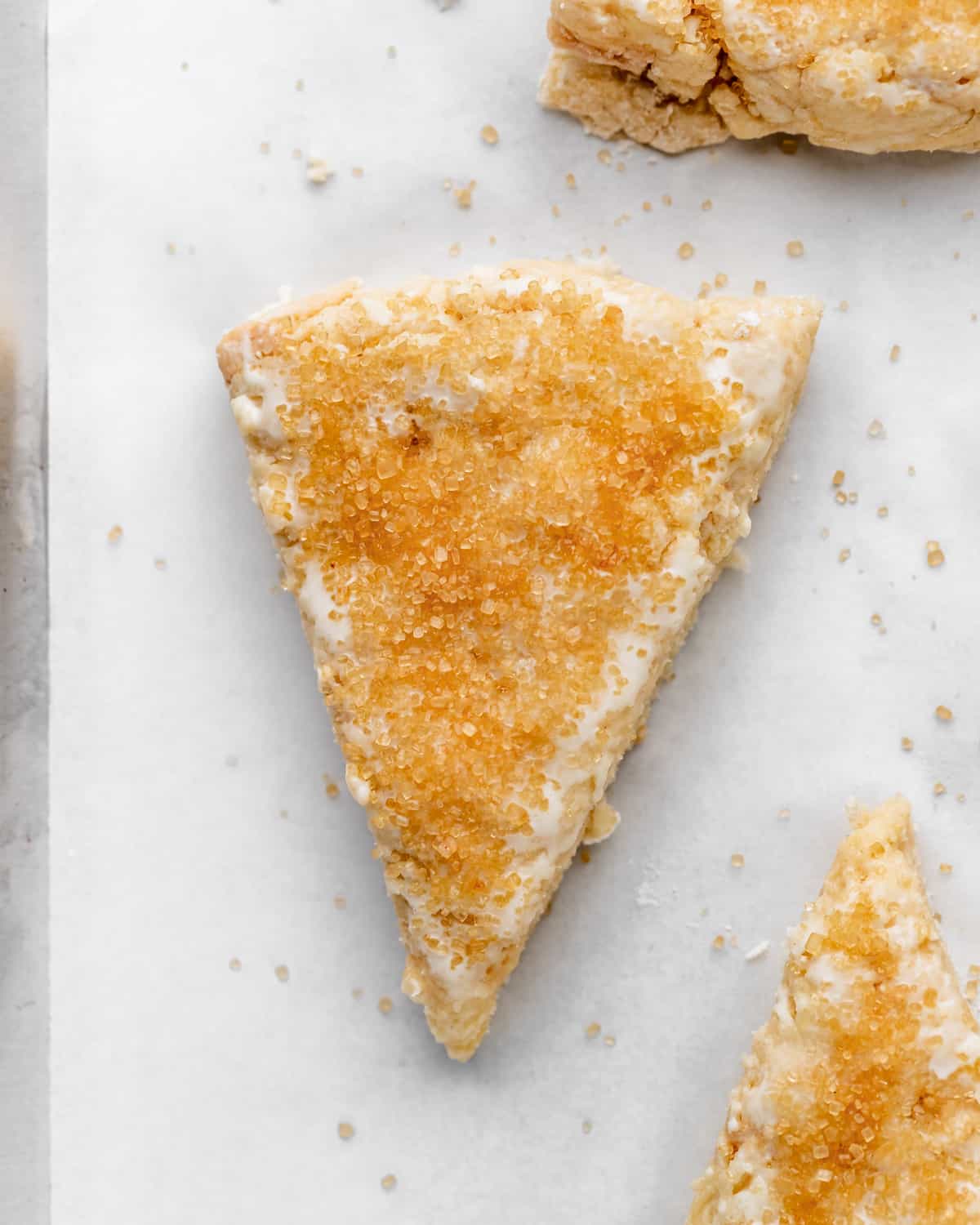 Buttermilk Scones with raw sugar on top before baking