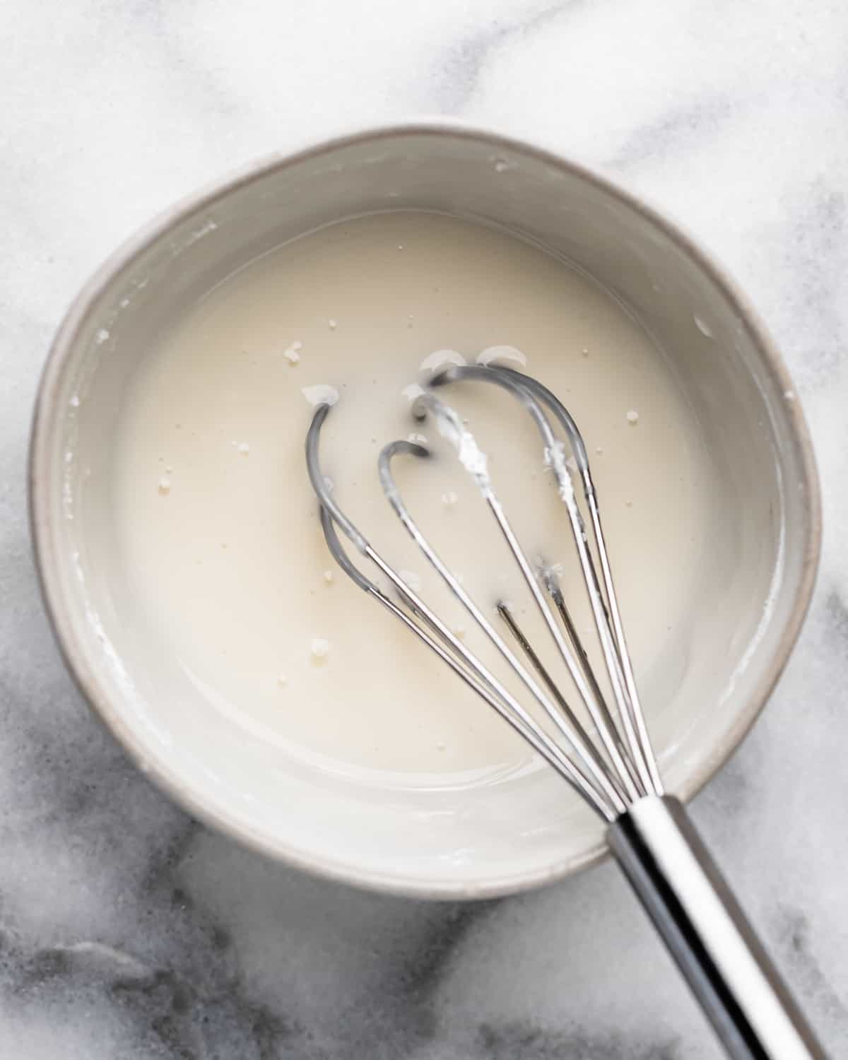 Buttermilk Scones glaze in a bowl after mixing