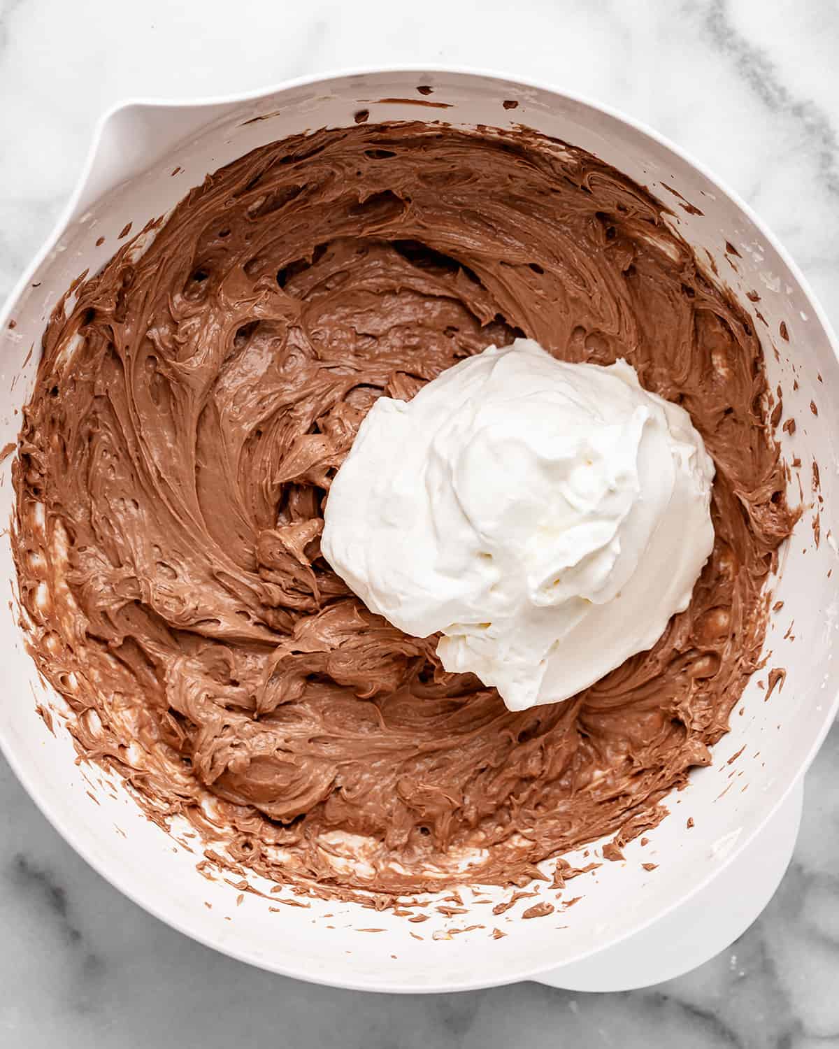 how to make french silk pie filling - adding whipped cream