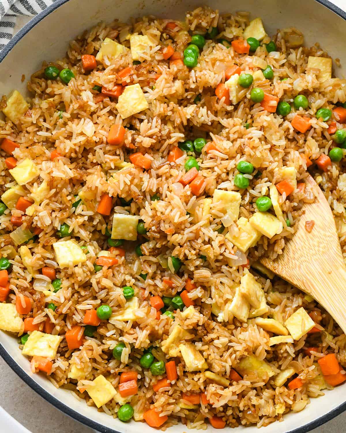 How to Make Fried Rice - adding eggs  after mixing
