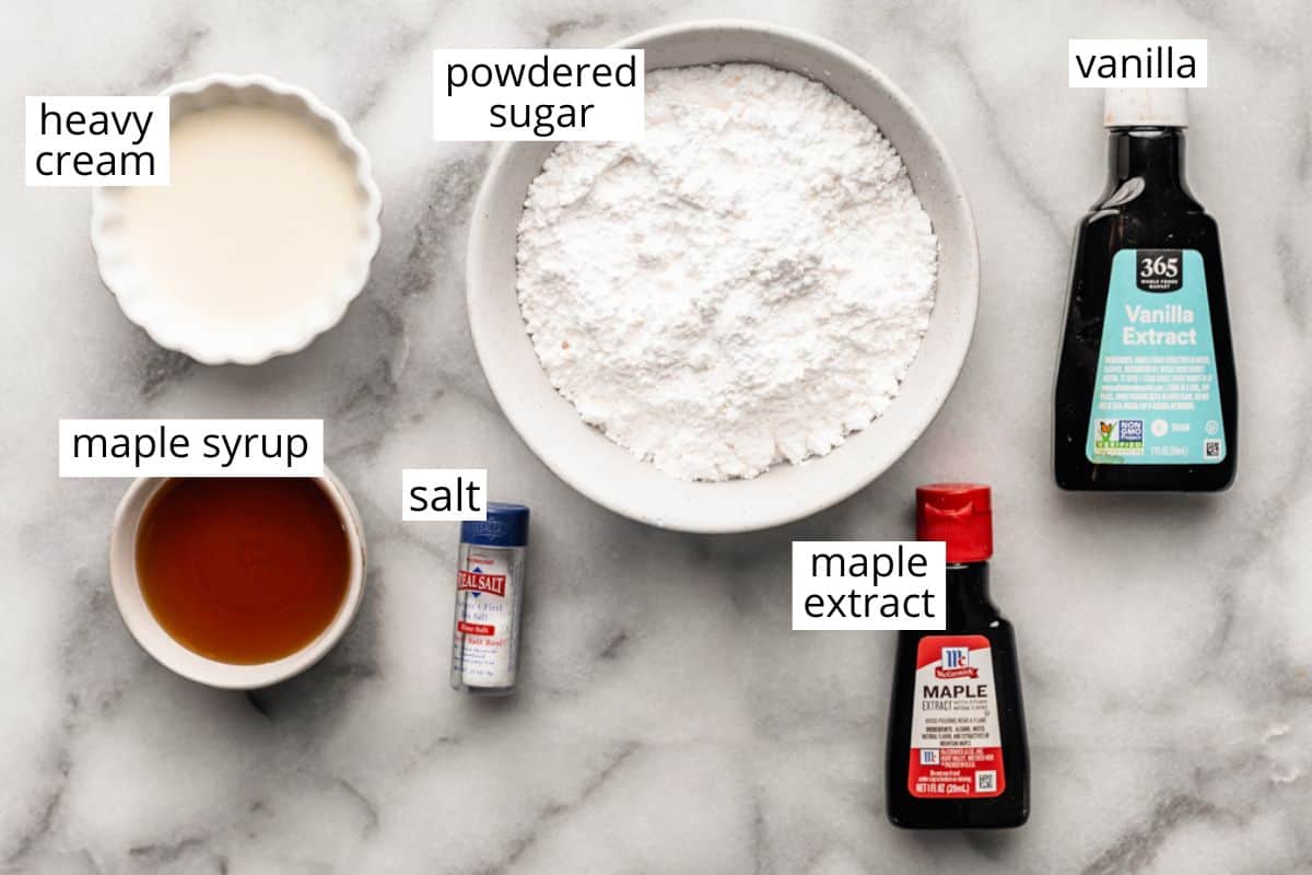 overhead photo of the ingredients in this Maple Glaze recipe