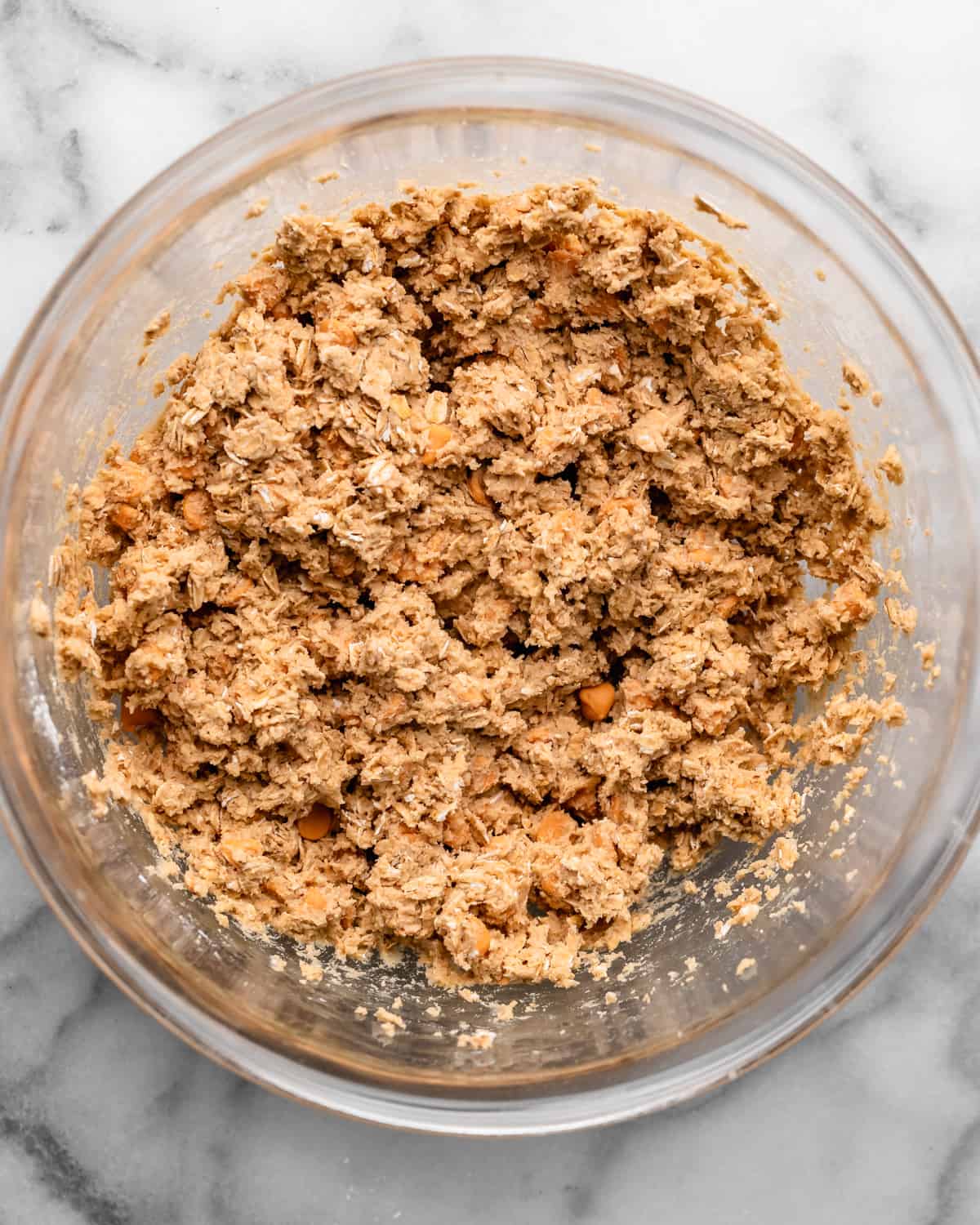 how to make Oatmeal scotchies - adding oatmeal and butterscotch chips after mixing